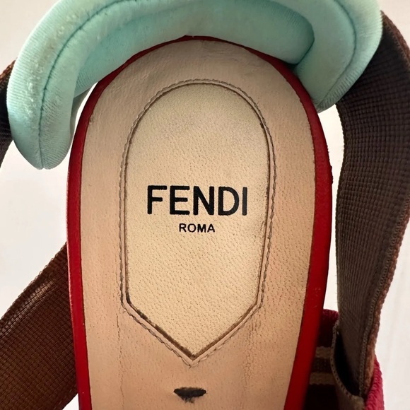 Fendi Technical Mesh Slingback Heels | Colibri Pumps 41 EU Red & Brown ❤️🤎 - Picture 5 of 11